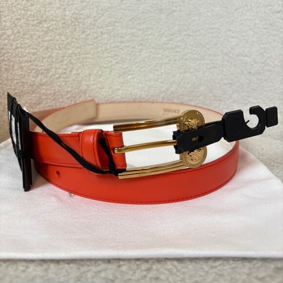Versace Women's medusa Orange Belt with Gold Buckle 90cm - Picture 2 of 6